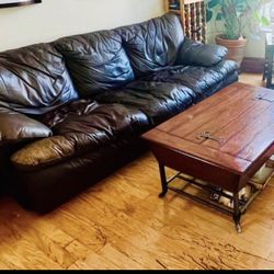 Leather Couch And Coffee Table 