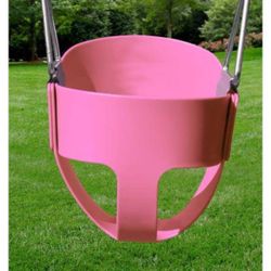 Take Me Away Pink Swing Seat.  - Premium High Back Full Bucket Toddler Swing Seat with Finger Grip, Plastic Coated Chains for Safety and Carabiners fo