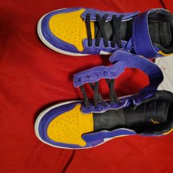 Blue And Yellow Edition Retro Jordans With Zipper and Velcro frount