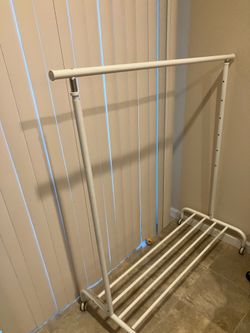 Ikea Rigga Coat and Hat Stand, White, Metal, 111 × 51 × 126