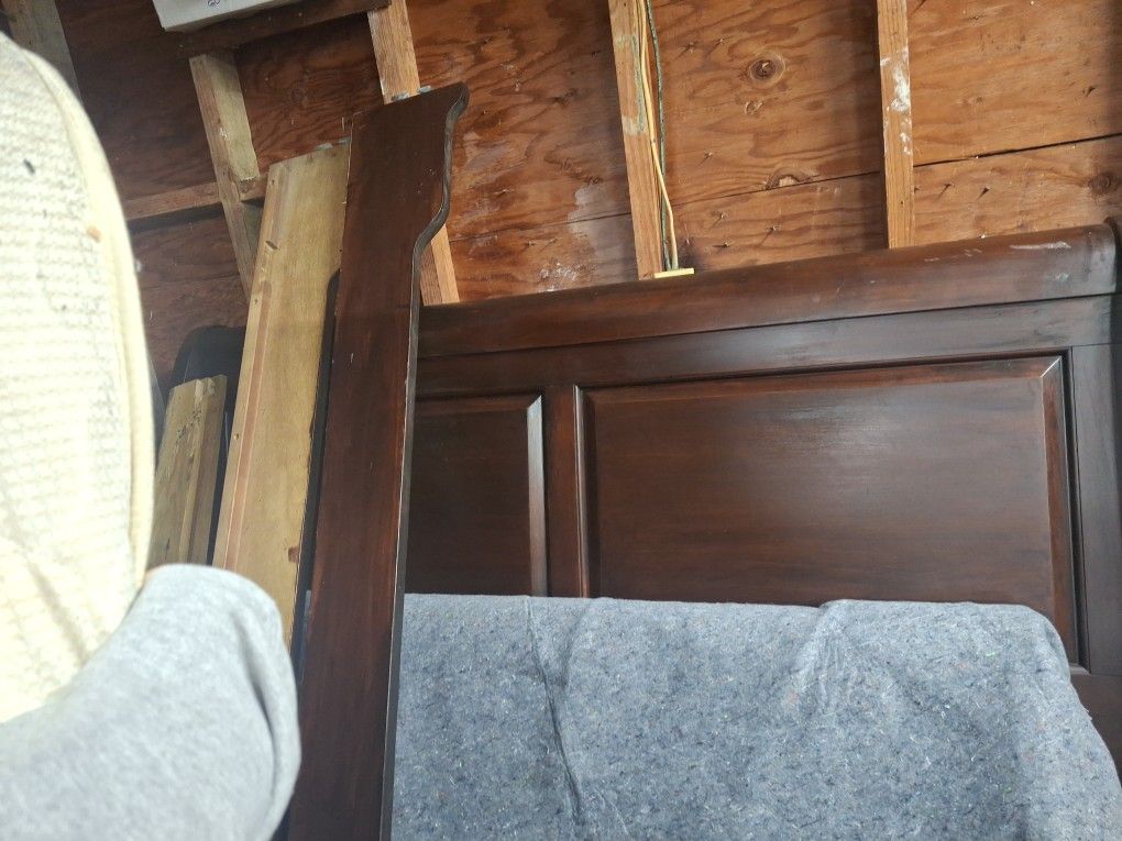 Queen Sleigh Bedframe, Mattress, And Box Spring