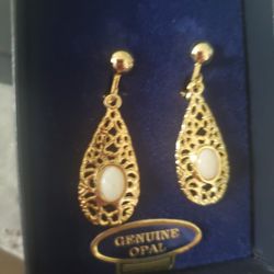 Clip On Opal Earrings