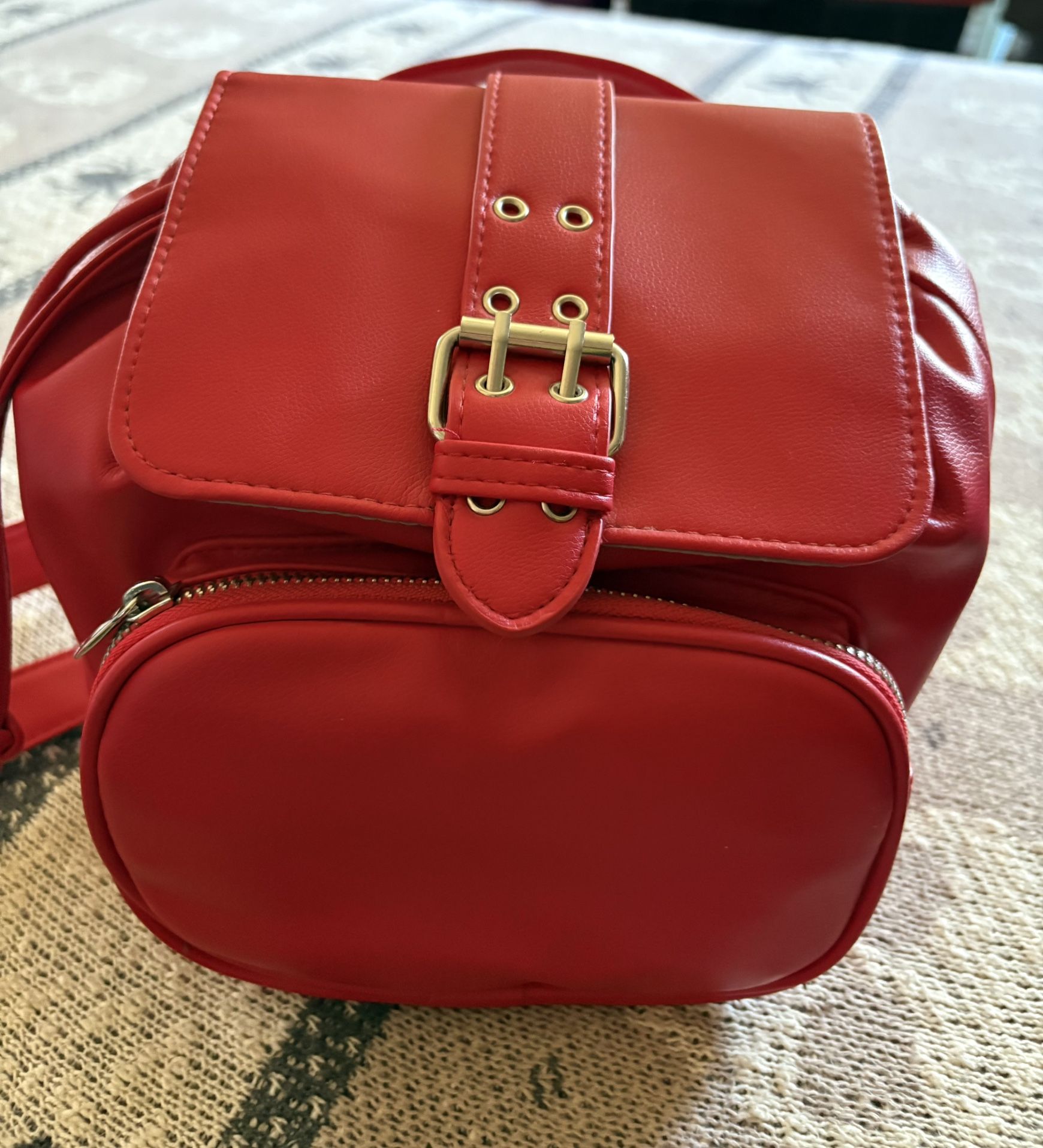 Red mini backpack purse