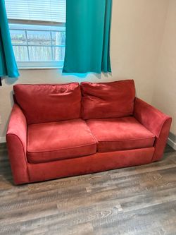 Red Microfiber Foldout Sofa
