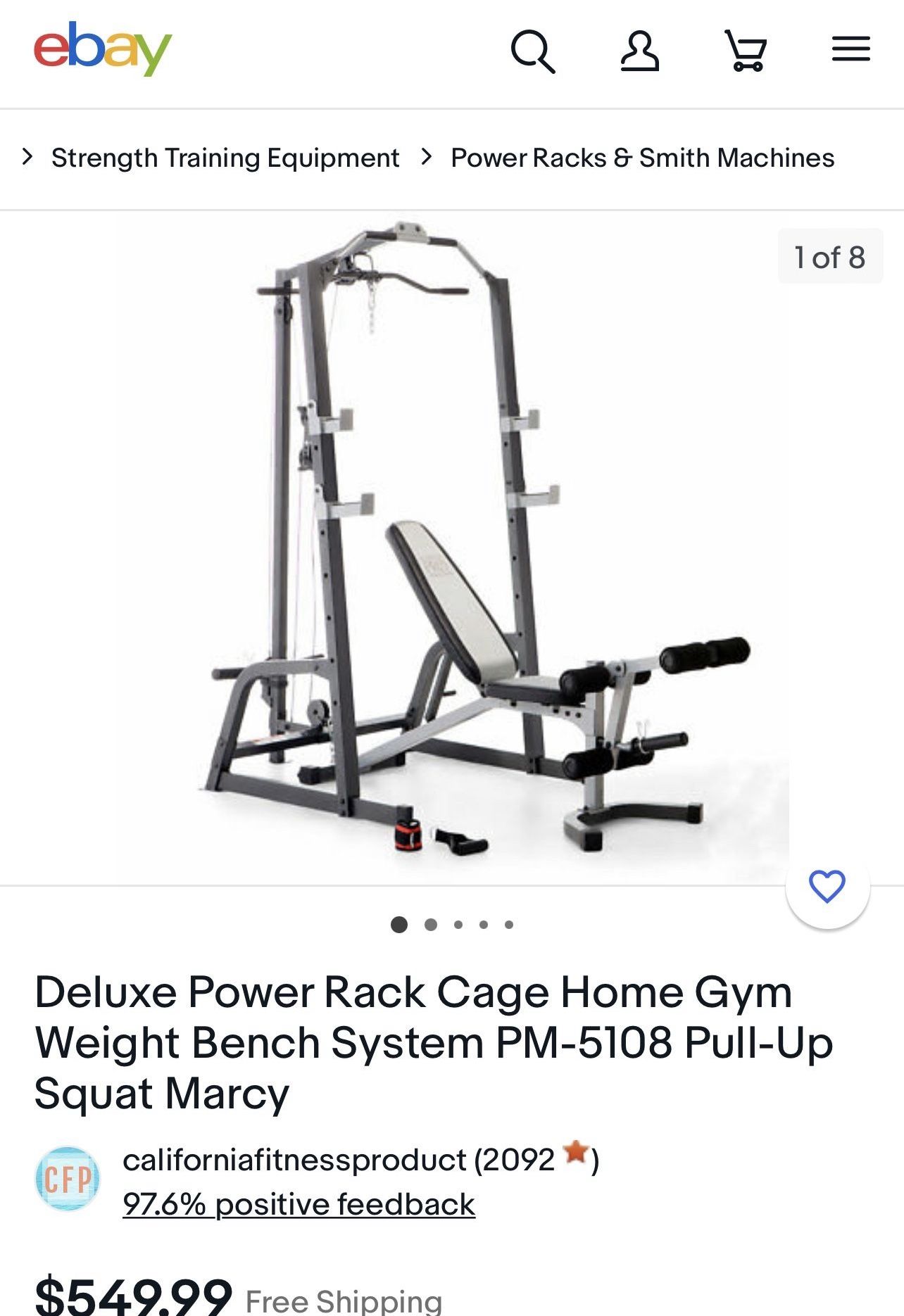 Deluxe Power Rack Cage Home Gym Weight Bench System PM