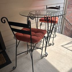 Tall Glass Table With Two Chairs 