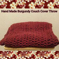 HAND MADE BURGUNDY COUCH COVER THROW
