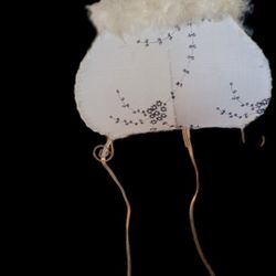 Vintage Feather Trimmed Beaded Handle Purse Night Light 