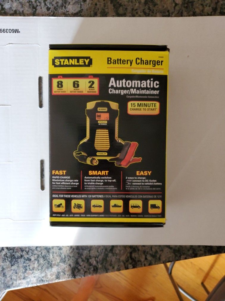 Open box, Never Used(duplicate Tool- Not Needed) Stanley (BC6809) SMART/ Boost Battery Charger/maintainer 