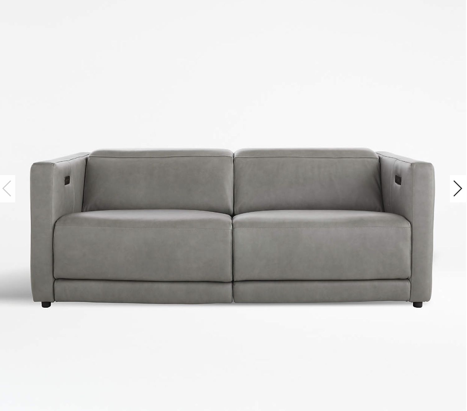 Crate And Barrel Russo Leather Sofa With Charge Ports 79”