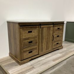 60" Bathroom Vanity Barn Door Stone Countertop (Open Box)