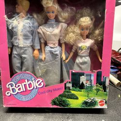 Barbie 1989 Denim Fun Coll City Blues Ken, Skipper 