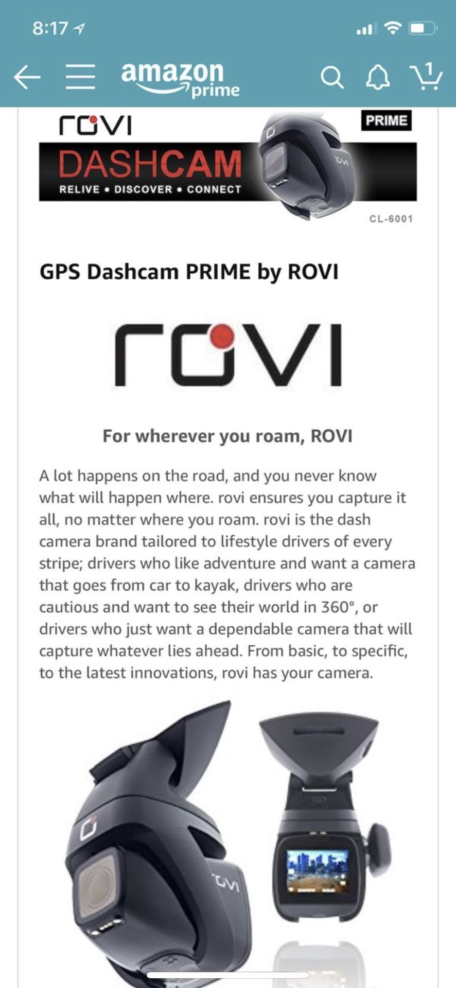 Rovi CL-6001 GPS Dash Cam Brand New