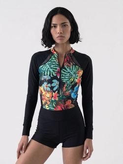 Front Zip UPF 50+ Surf Suit Size [ADD SIZE] Black Multicolor