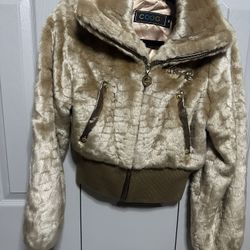 Y2K Tan Coogi Faux Fur Jacket