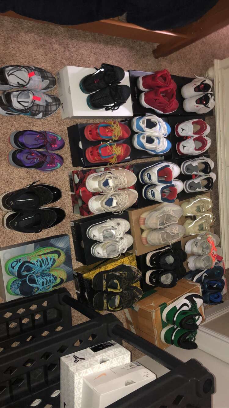 Jordan, off-white, Yeezy, Nike Lebron, Kobe, and Kd Basketball shoes