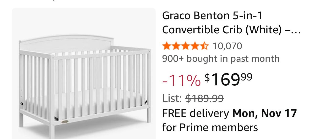 Brand Graco crib only new hardly used once