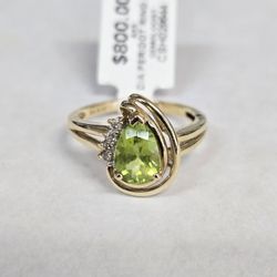 10kt Gold Peridot Dia Ring 