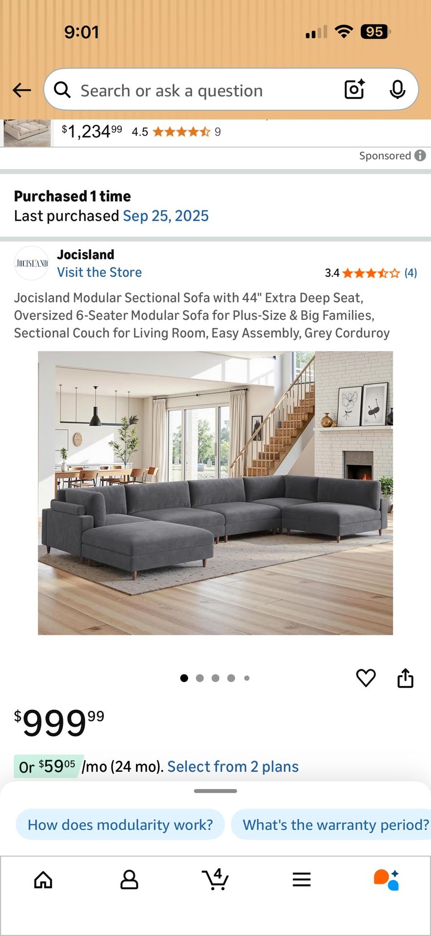 Jocisland Modular Sectional Sofa , Oversized 5-Seater Modular Sofa 