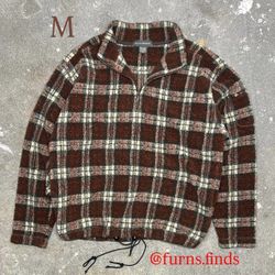 2000 Banana Republic Flannel-print Pullover Fleece