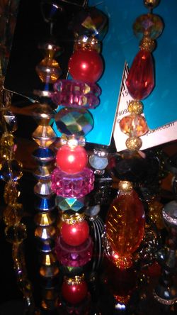 Beads glass and crystal beads on strands still