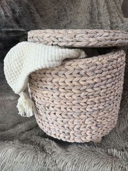 Ottoman and Round Storage Bin
