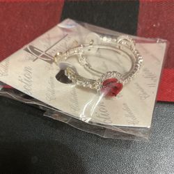 New Christina Collection Single Red Rose Earrings Set