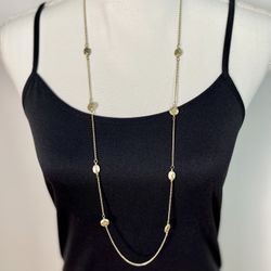 Long Gold Hammered Medallion Necklace