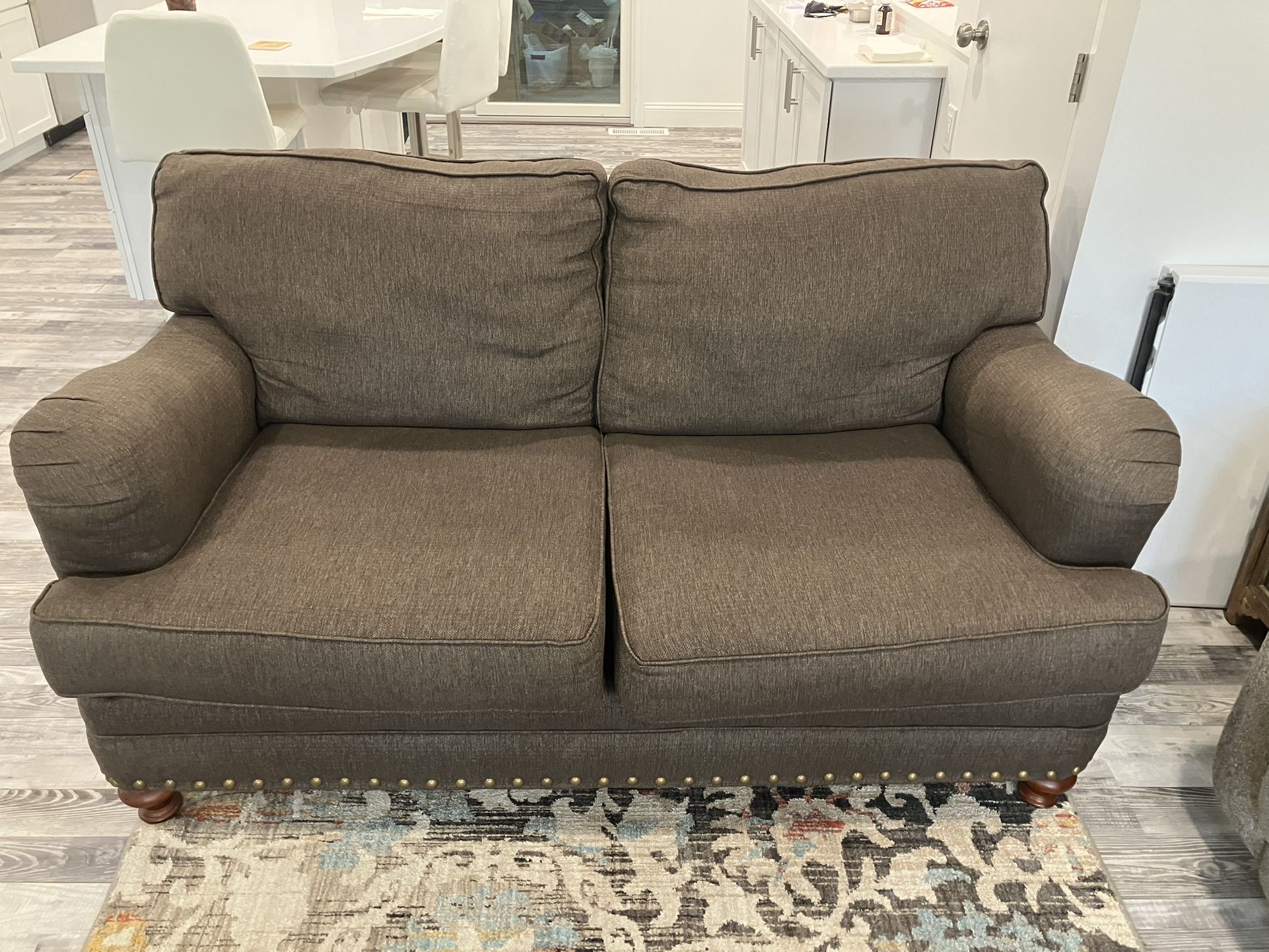 Brown Fabric Loveseat Couch 