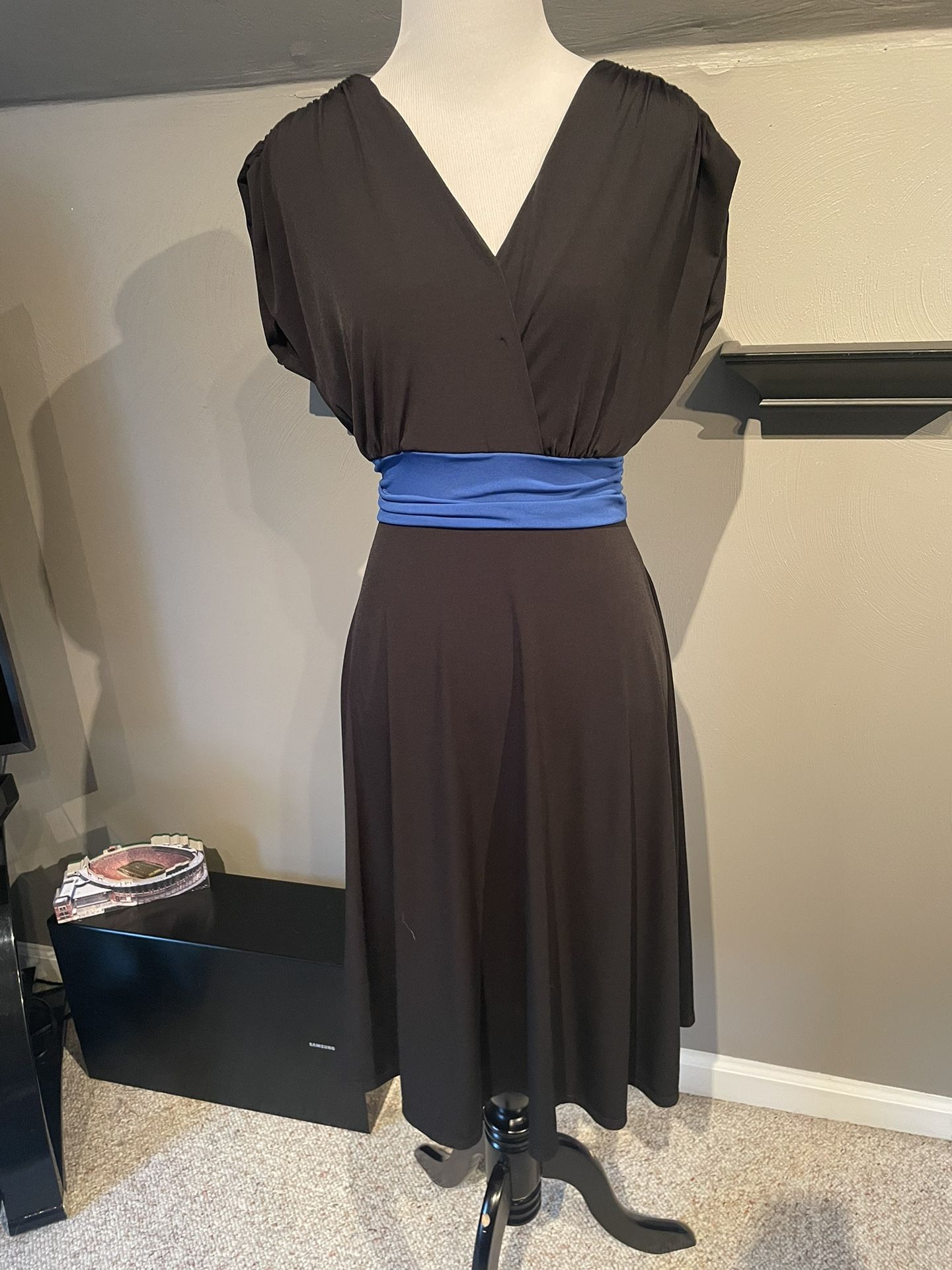Black dress With Blue Belt