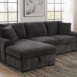 New Modern Sectional Sofa With Chaise and Hidden Pull Out Bed! 