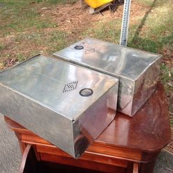 Two Vintage Hoosier Metal Breadboxes With Living Lid