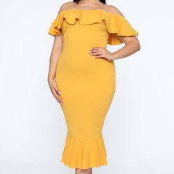 Fashion Nova Moments Like This Ruffle Dress - Mustard