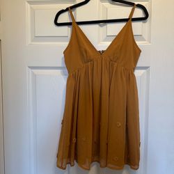 Forever 21 Brown Mini Dress with floral embroidery