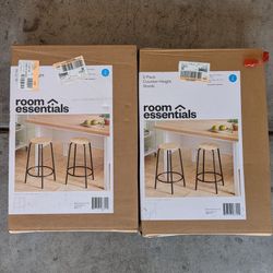New Target Room Essentials 4-Pack Wood & Metal Counter Stools (Natural/Black)
