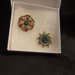Red And Blue Brooches