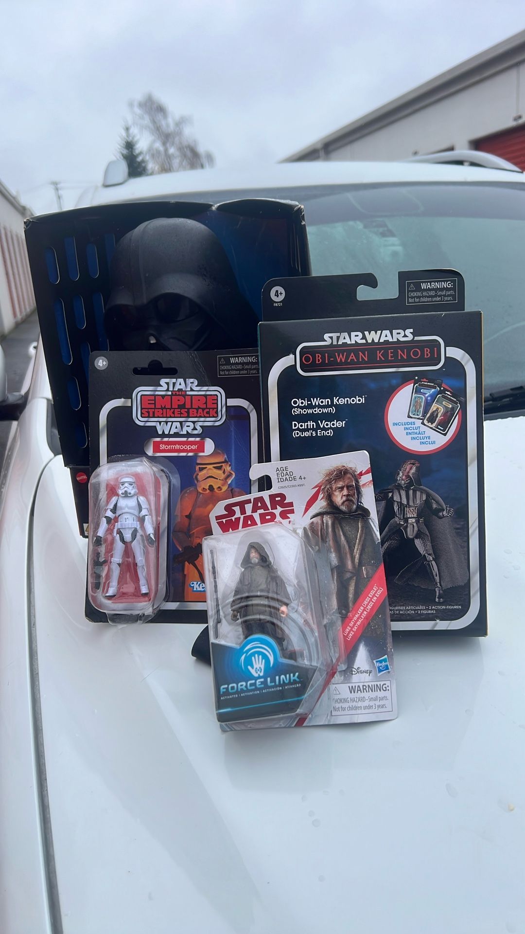 Darth Vader Doll, Who Bi Wan And Vader Action Figures, From Revenge Of The Sith, Sorry Trooper And Luke Skywalker.