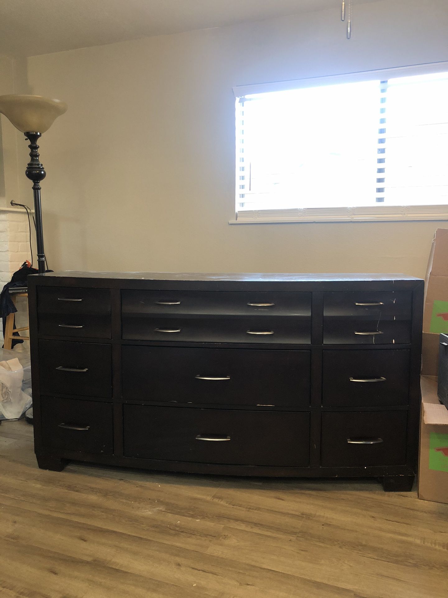 9-Drawer Espresso Wide Dresser