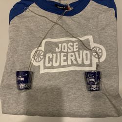 Jose Cuervo long sleeve T-shirt and metal shot glasses￼