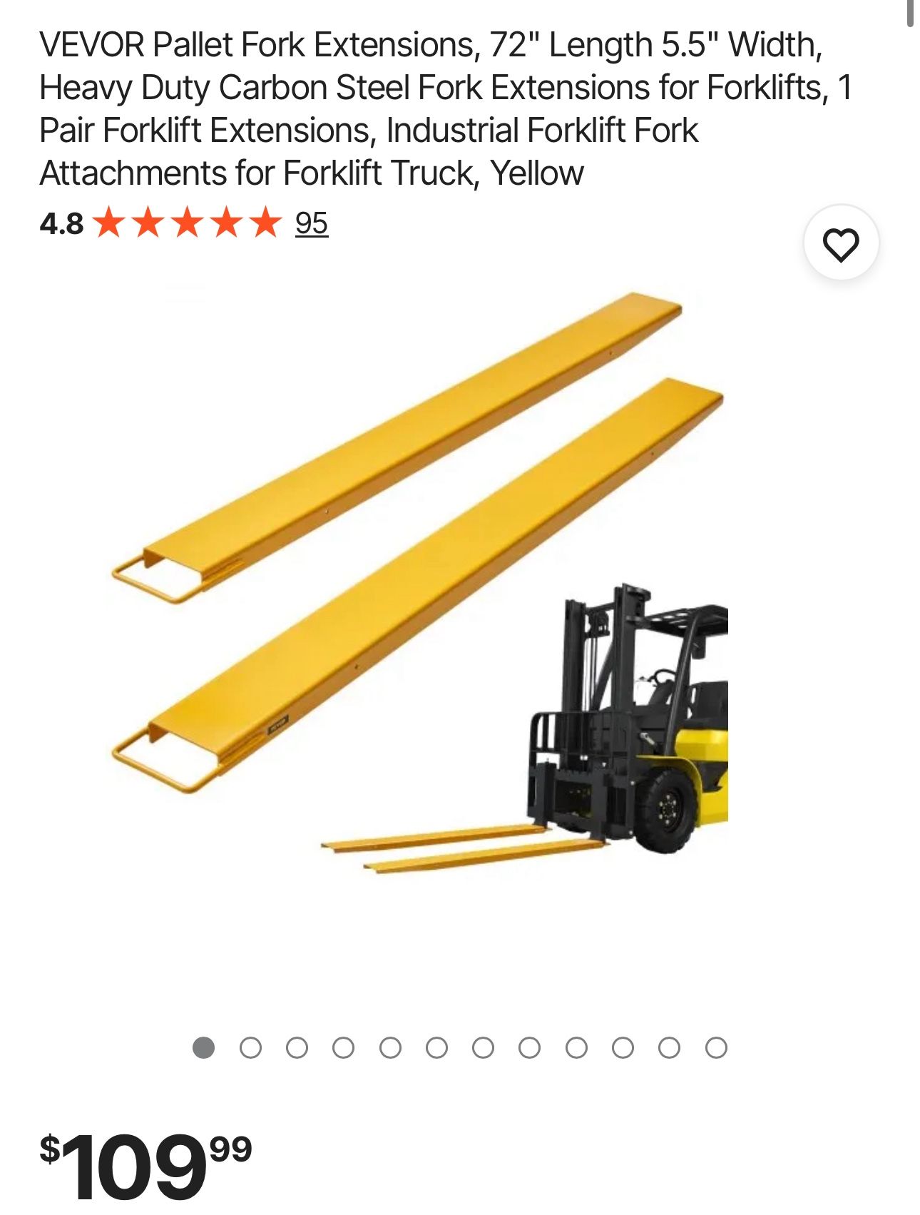 VEVOR Pallet Fork Extensions, 72" Length 5.5" 