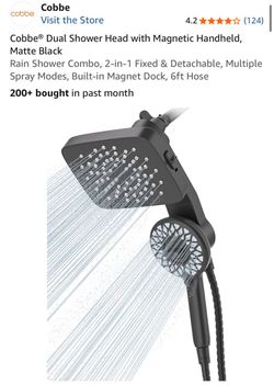 Cobbe® Dual Shower Head with Magnetic Handheld, Matte Black Rain Shower Combo, 2-in-1 Fixed & Detachable, Multiple Spray Modes, Built-in Magnet Dock, 