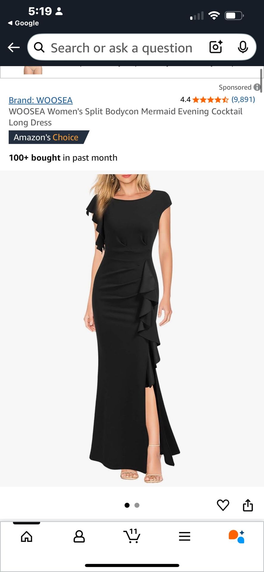 Long WOOSEA Women's Split Bodycon Mermaid Evening Cocktail Long Dress