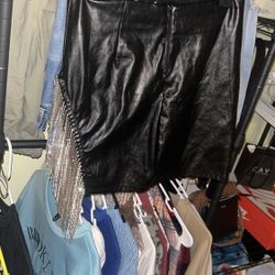 Black Leather Skirt With Slit 