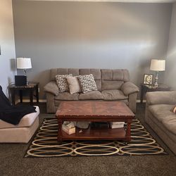 Two side tables for living room with lamps