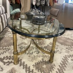 Oval Glass And Brass Table