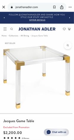 Jonathan Adler Luxe Acrylic “Jacques” Game Table