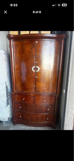 Wood Armoire with Drawers