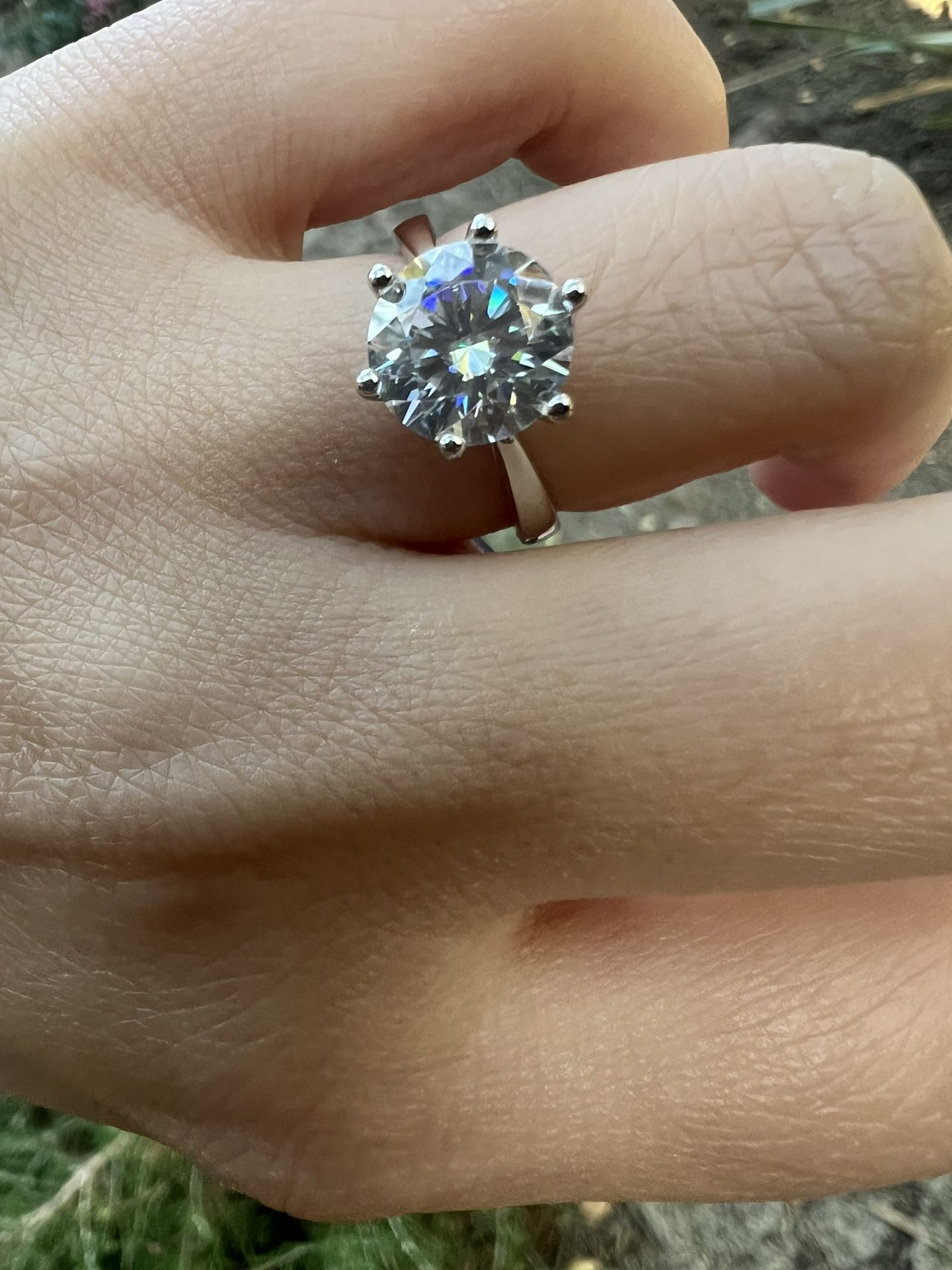 New Moissanite 10H10A Engagement Ring 3CT 18K White Gold Plated Sterling Silver