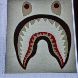 Iron On Heat Transfer  Good For T-shirts Sweaters Jackets T Shirt Design Size Is About 12x10 Bape Shark #97