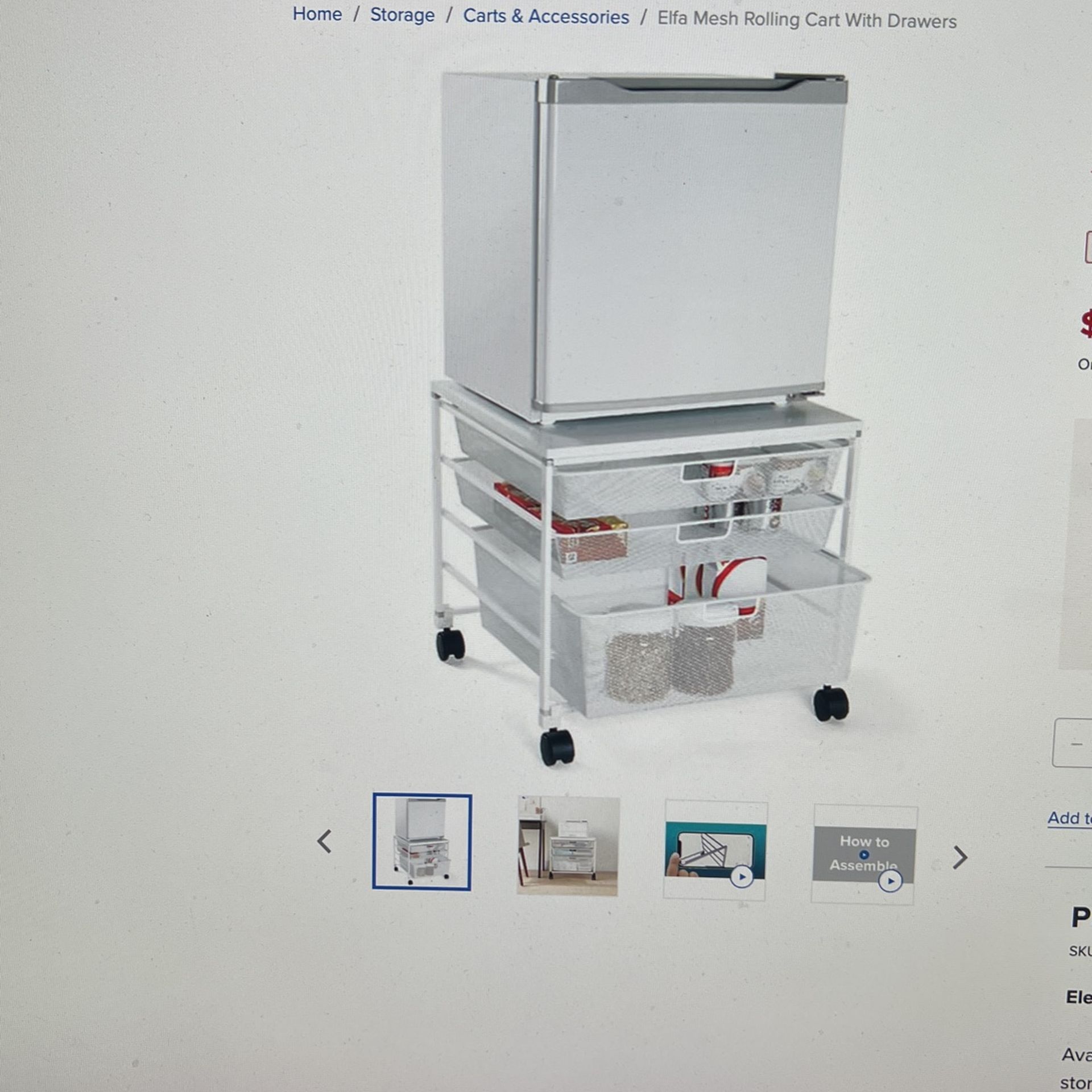 Elfa College Dorm Cart from The Container Store. ‘Mini fridge Or Printer Cart in White